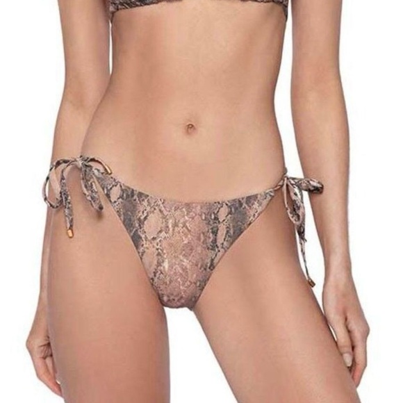 NWT PILYQ KAA reversible tie string bikini bottoms size medium teeny style - Picture 1 of 8